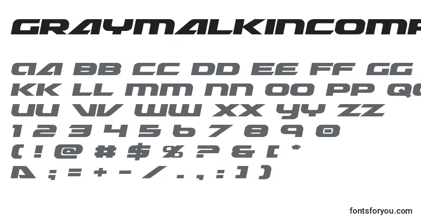 A fonte Graymalkincompactexpand – alfabeto, números, caracteres especiais