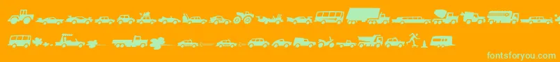 Autofont-Schriftart – Grüne Schriften auf orangefarbenem Hintergrund