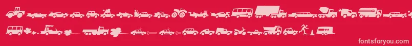 Czcionka Autofont – różowe czcionki na czerwonym tle