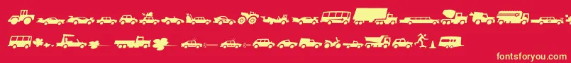 Autofont-fontti – keltaiset fontit punaisella taustalla