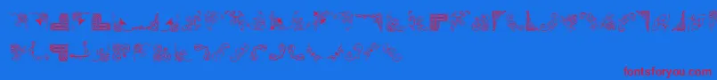 CornpopTwo-Schriftart – Rote Schriften auf blauem Hintergrund