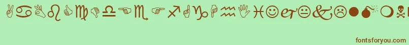 Wingdings Font – Brown Fonts on Green Background