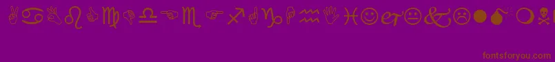 Wingdings-Schriftart – Braune Schriften auf violettem Hintergrund