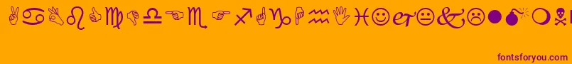 Wingdings Font – Purple Fonts on Orange Background