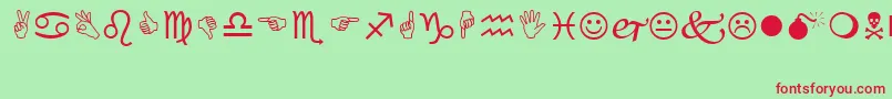 Wingdings Font – Red Fonts on Green Background