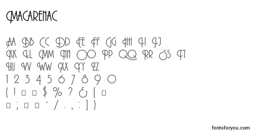 Fuente Macarenac - alfabeto, números, caracteres especiales