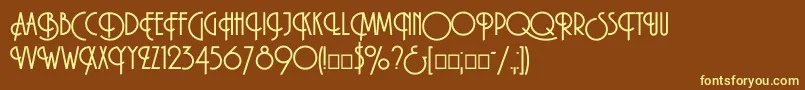 Macarenac-Schriftart – Gelbe Schriften auf braunem Hintergrund