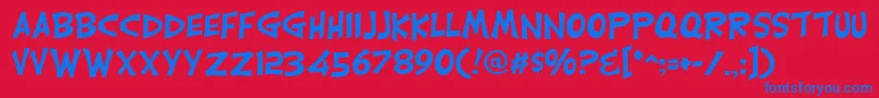 CarlisleRegular-Schriftart – Blaue Schriften auf rotem Hintergrund