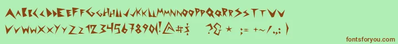 フォントPuntuaDspl – 緑の背景に茶色のフォント