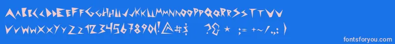 フォントPuntuaDspl – ピンクの文字、青い背景