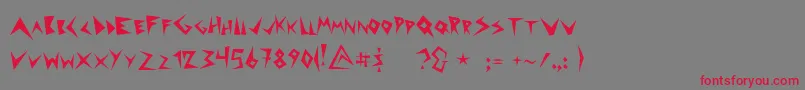 フォントPuntuaDspl – 赤い文字の灰色の背景