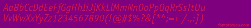 OfficinasanskoicttItalic Font – Red Fonts on Purple Background