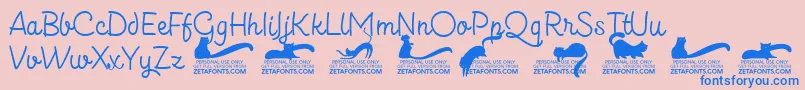 フォントKittenslantmonolinetrial – ピンクの背景に青い文字