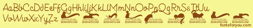 Kittenslantmonolinetrial Font – Brown Fonts on Yellow Background