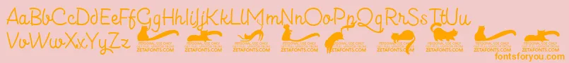 Czcionka Kittenslantmonolinetrial – pomarańczowe czcionki na różowym tle