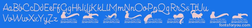 フォントKittenslantmonolinetrial – ピンクの文字、青い背景