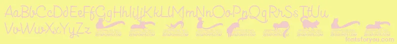 Czcionka Kittenslantmonolinetrial – różowe czcionki na żółtym tle