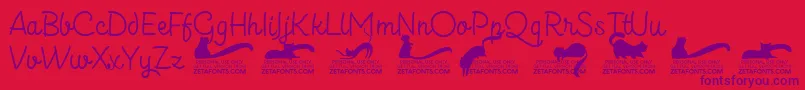 Kittenslantmonolinetrial-Schriftart – Violette Schriften auf rotem Hintergrund