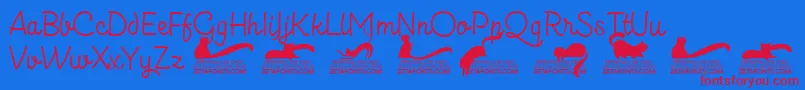 フォントKittenslantmonolinetrial – 赤い文字の青い背景