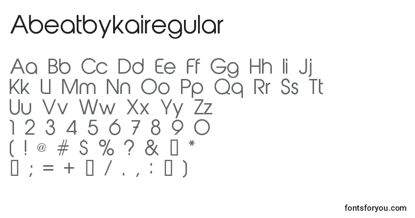 Schriftart Abeatbykairegular – Alphabet, Zahlen, spezielle Symbole