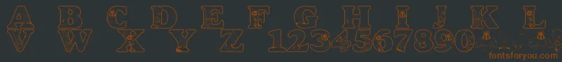 LmsAcmeUniverstityGraduates-fontti – ruskeat fontit mustalla taustalla