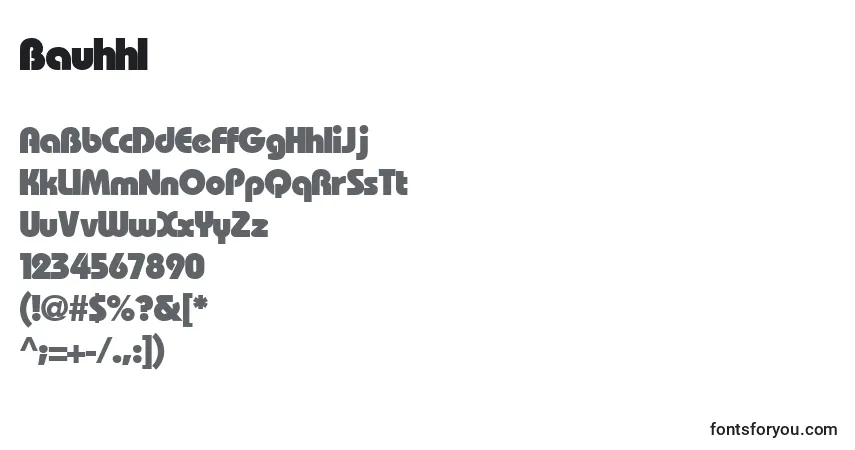 Czcionka Bauhhl – alfabet, cyfry, specjalne znaki