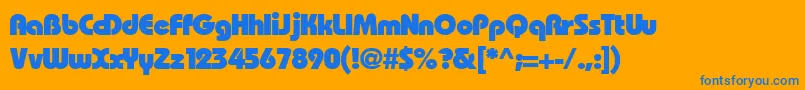 Bauhhl-Schriftart – Blaue Schriften auf orangefarbenem Hintergrund