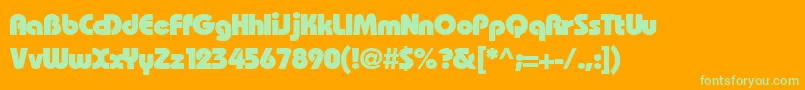 Bauhhl-Schriftart – Grüne Schriften auf orangefarbenem Hintergrund