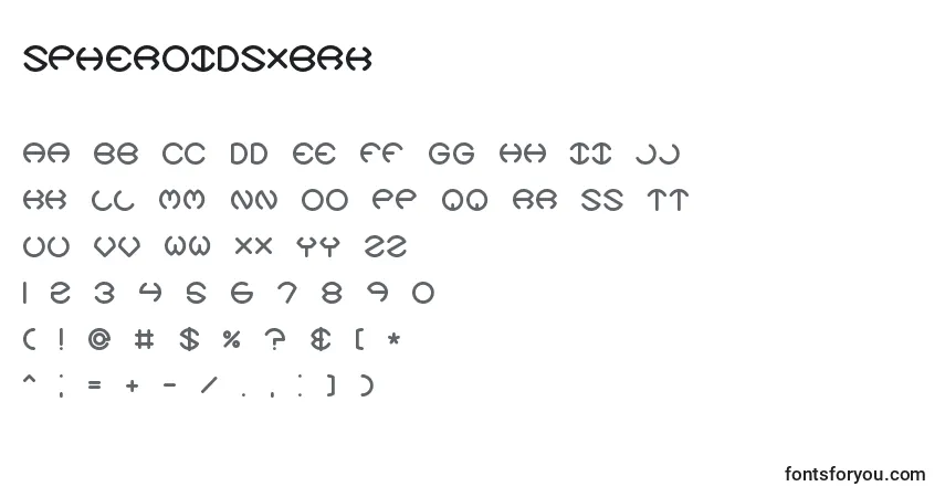 A fonte SpheroidsXBrk – alfabeto, números, caracteres especiais