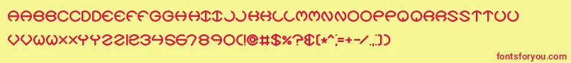 フォントSpheroidsXBrk – 赤い文字の黄色い背景