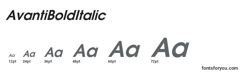Größen der Schriftart AvantiBoldItalic