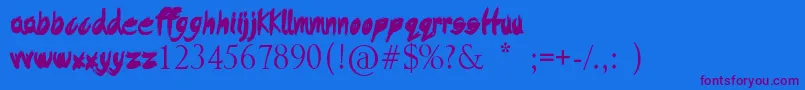 DysfunctionalFamily Font – Purple Fonts on Blue Background