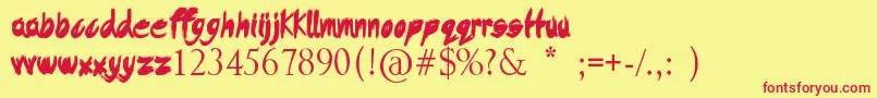 DysfunctionalFamily Font – Red Fonts on Yellow Background