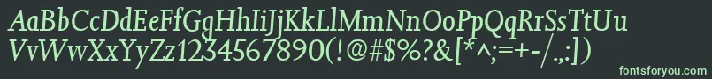 Fonte JessicaItalic – fontes verdes em um fundo preto
