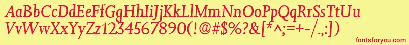 JessicaItalic Font – Red Fonts on Yellow Background