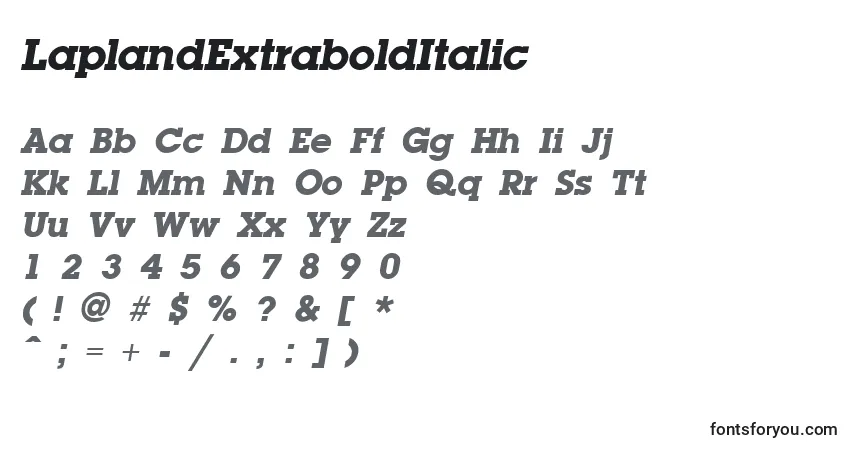 Шрифт LaplandExtraboldItalic – алфавит, цифры, специальные символы