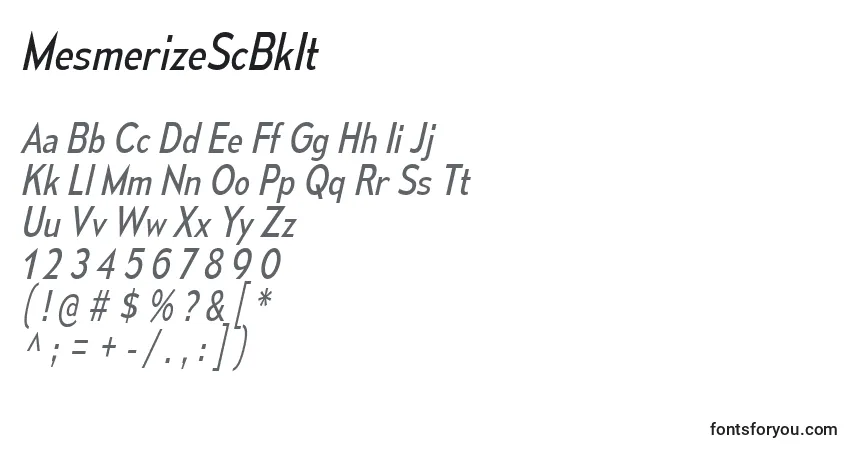 Шрифт MesmerizeScBkIt – алфавит, цифры, специальные символы