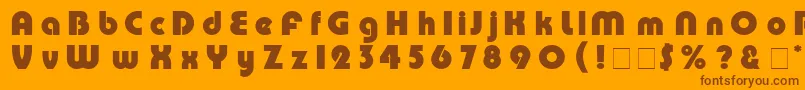 PumpRus-Schriftart – Braune Schriften auf orangefarbenem Hintergrund