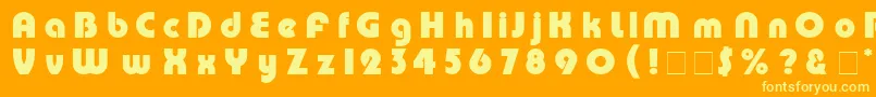 PumpRus-Schriftart – Gelbe Schriften auf orangefarbenem Hintergrund