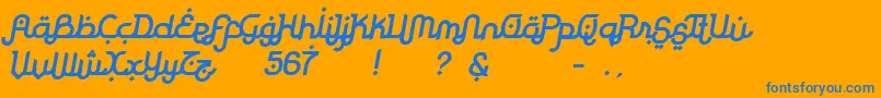 フォントRodjaBoldSlanted – オレンジの背景に青い文字