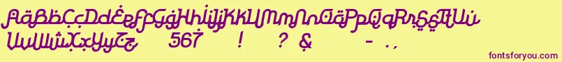 RodjaBoldSlanted Font – Purple Fonts on Yellow Background