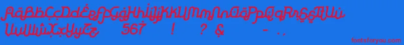 RodjaBoldSlanted Font – Red Fonts on Blue Background