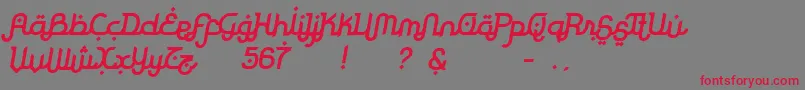 フォントRodjaBoldSlanted – 赤い文字の灰色の背景