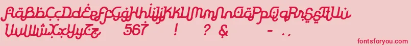 フォントRodjaBoldSlanted – ピンクの背景に赤い文字