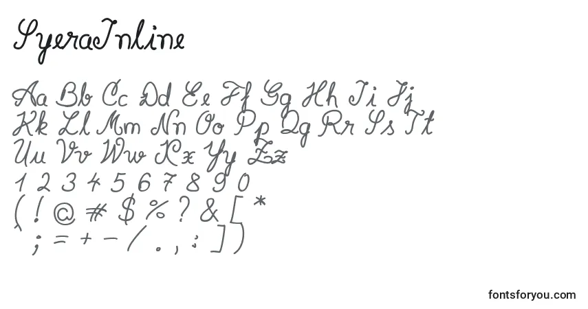 A fonte SyeraInline – alfabeto, números, caracteres especiais