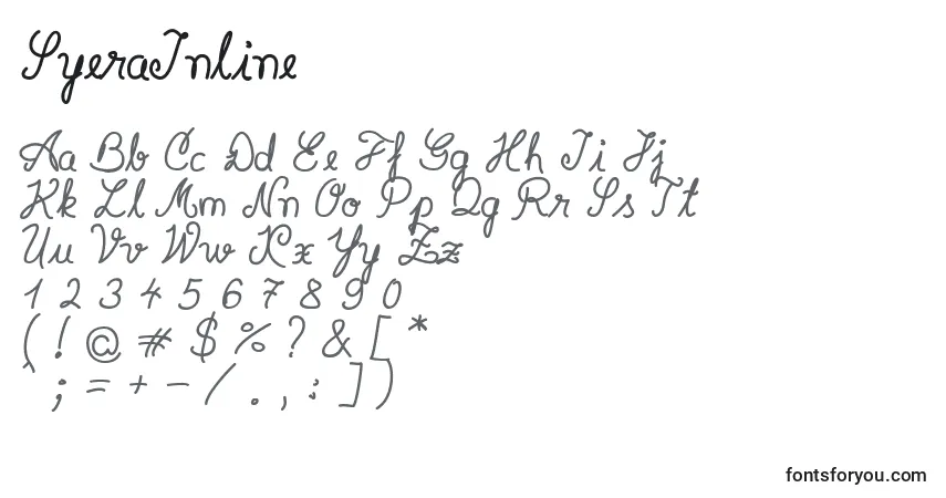 SyeraInline-fontti – aakkoset, numerot, erikoismerkit