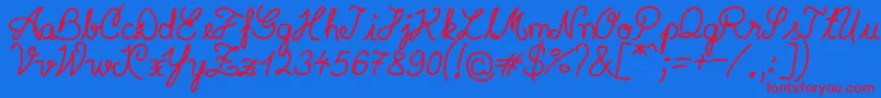 SyeraInline-Schriftart – Rote Schriften auf blauem Hintergrund