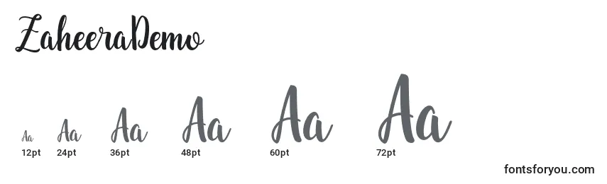 ZaheeraDemo Font Sizes