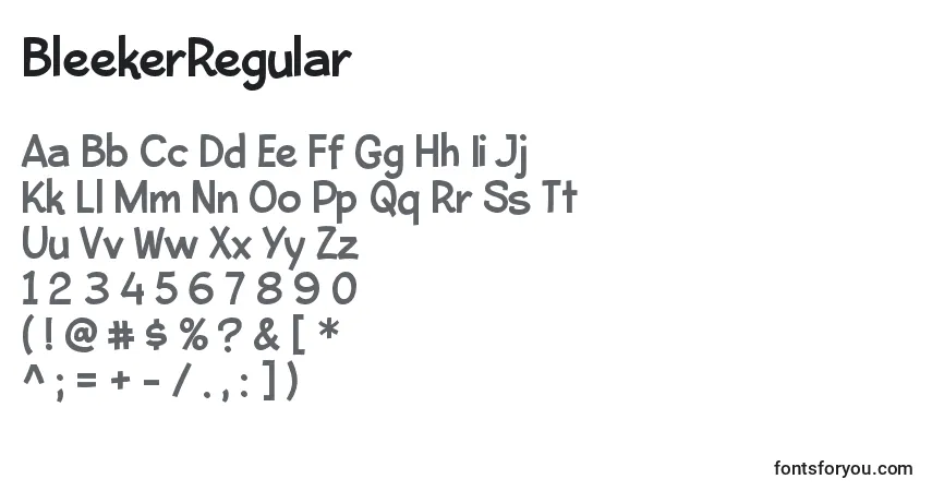 A fonte BleekerRegular – alfabeto, números, caracteres especiais