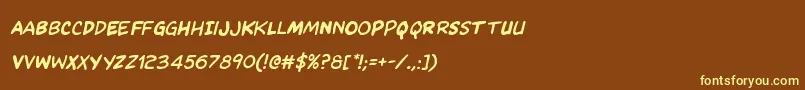 Kangaroocourtital-Schriftart – Gelbe Schriften auf braunem Hintergrund
